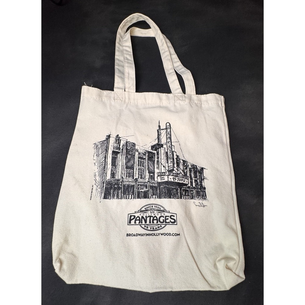 Hollywood Pantages Theatre Tote Bag Black Canvas Souvenir Los Angeles Broadway‎